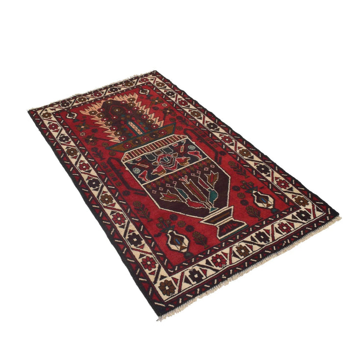 Afghan Baluchi Rug 2' 11" x 5' 2" Hand-Knotted | No. AL52083