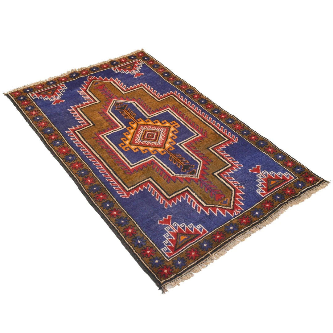Afghan Baluchi Rug 3' 0" x 4' 8" Hand-Knotted | No. AL52090