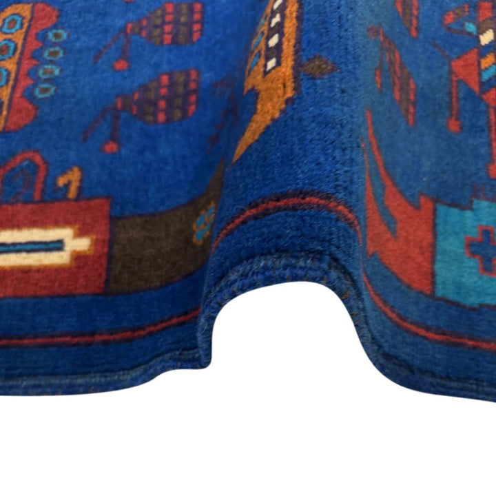Blue Afghan War Rug 2' 9" x 4' 0" Hand-Knotted | No. AL52099