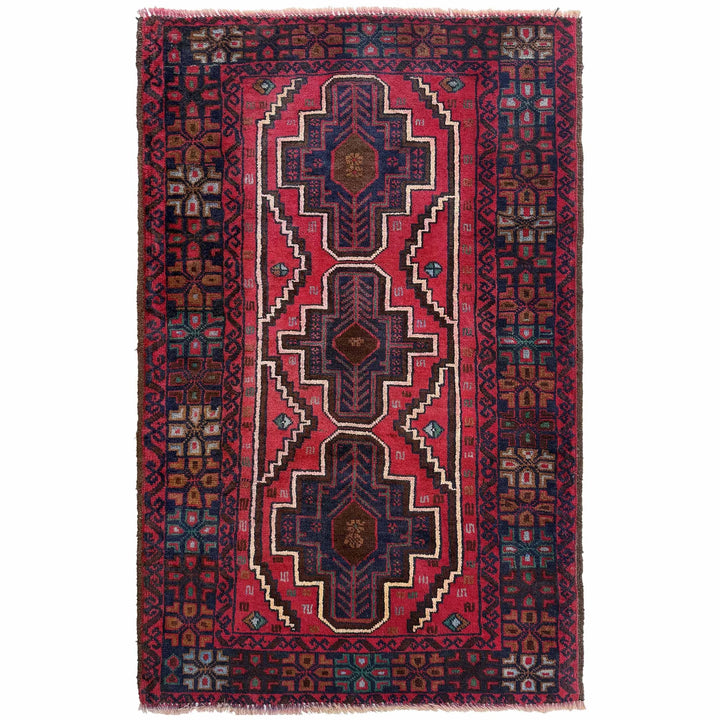 Afghan Baluchi Rug 2' 10" x 4' 6" Hand-Knotted | No. AL52143