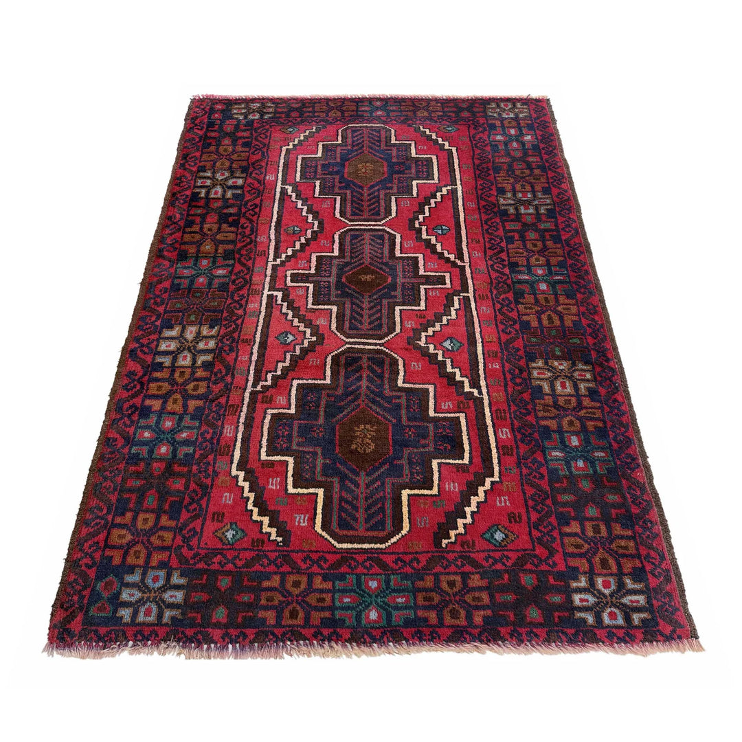 Afghan Baluchi Rug 2' 10" x 4' 6" Hand-Knotted | No. AL52143