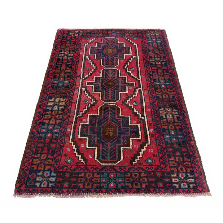 Afghan Baluchi Rug 2' 10" x 4' 6" Hand-Knotted | No. AL52143