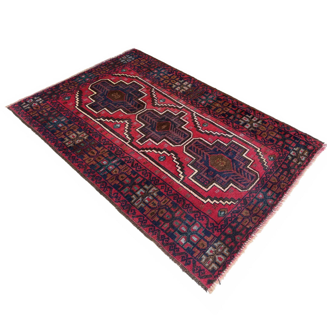 Afghan Baluchi Rug 2' 10" x 4' 6" Hand-Knotted | No. AL52143