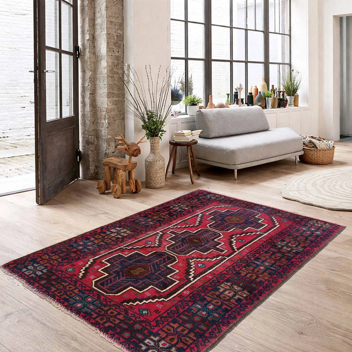 Afghan Baluchi Rug 2' 10" x 4' 6" Hand-Knotted | No. AL52143