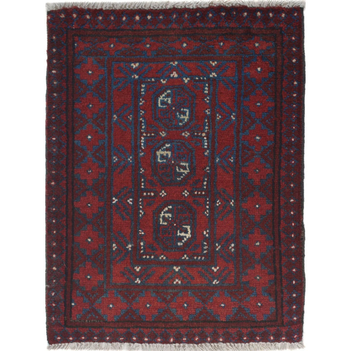 Red Afghan Oriental Rug 1' 8" x 2' 3" Hand-Knotted | No. AL52172