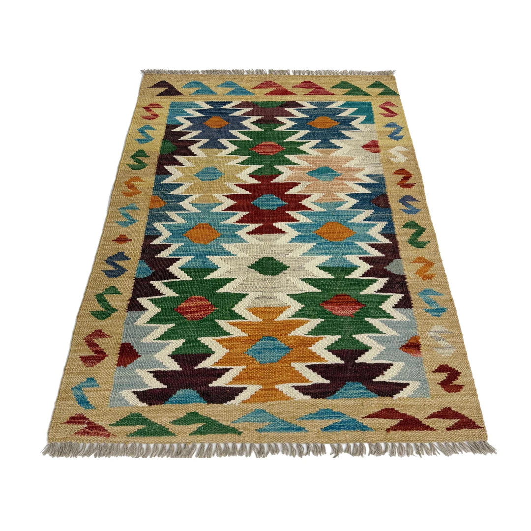 Afghan Vegetable Kilim Rug 2' 6" x 4' 2" Flat-Weave | No. AL521749