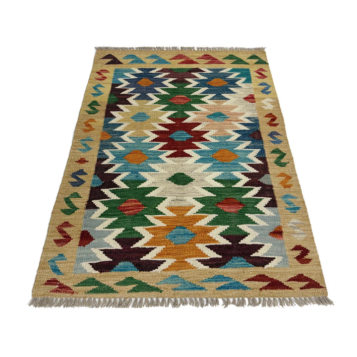 Afghan Vegetable Kilim Rug 2' 6" x 4' 2" Flat-Weave | No. AL521749
