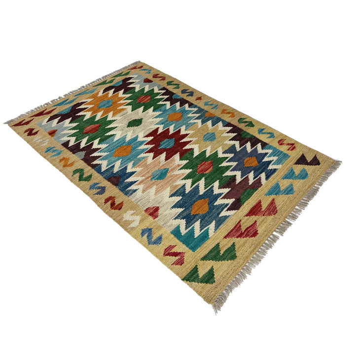 Afghan Vegetable Kilim Rug 2' 6" x 4' 2" Flat-Weave | No. AL521749