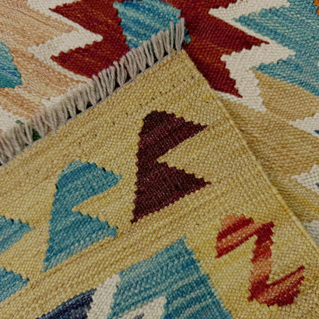 Afghan Vegetable Kilim Rug 2' 6" x 4' 2" Flat-Weave | No. AL521749