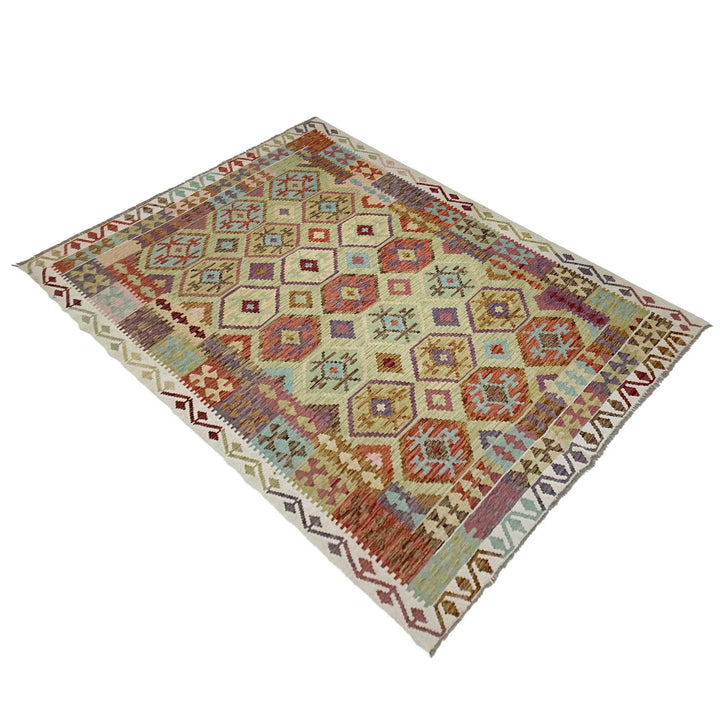 Afghan Vegetable Kilim Rug 6' 8" x 9' 7" Flat-Weave | No. AL521981