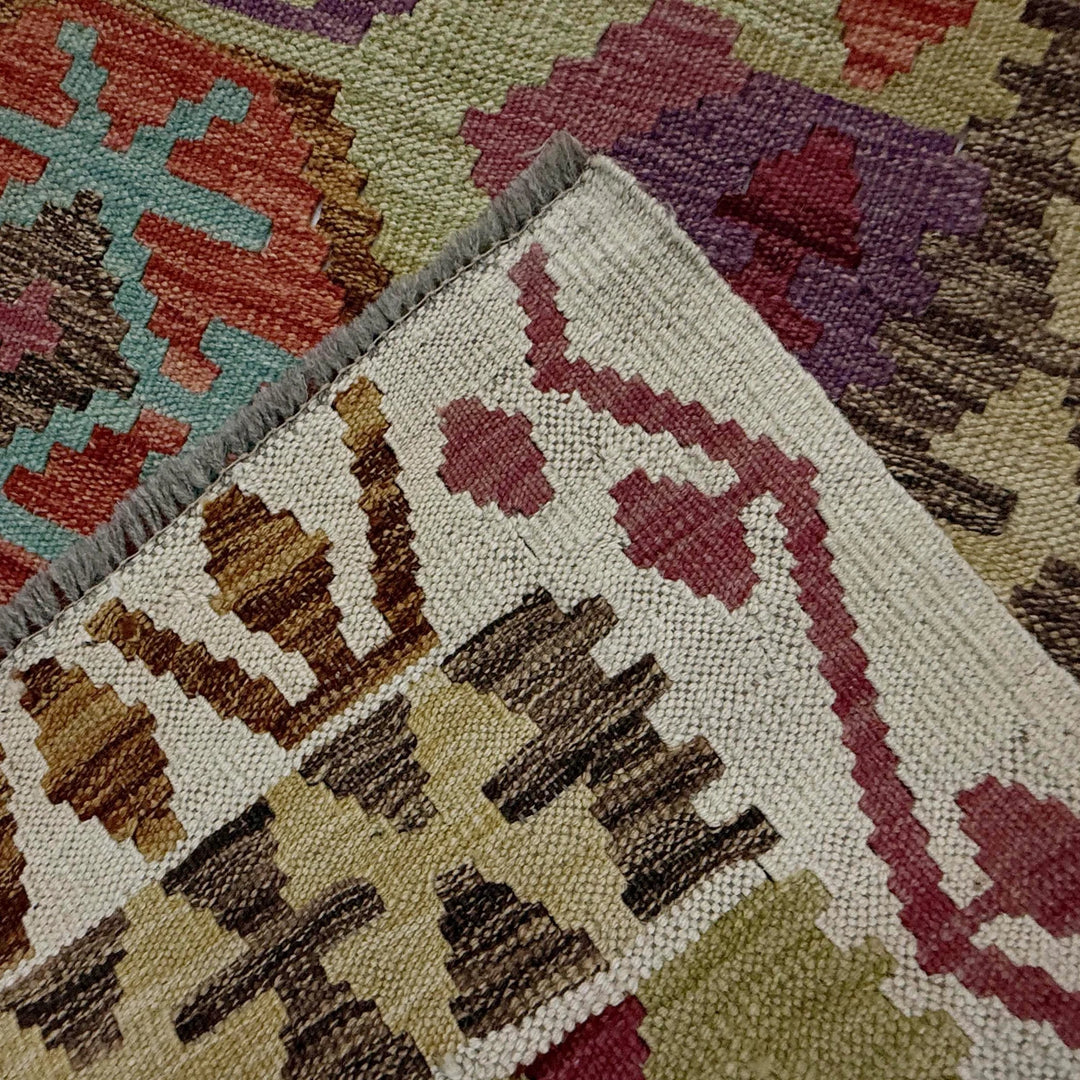 Afghan Vegetable Kilim Rug 6' 8" x 9' 7" Flat-Weave | No. AL521981