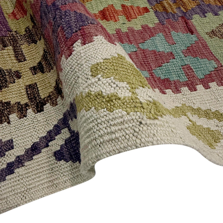 Afghan Vegetable Kilim Rug 6' 8" x 9' 7" Flat-Weave | No. AL521981