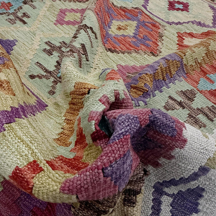 Afghan Vegetable Kilim Rug 6' 8" x 9' 7" Flat-Weave | No. AL521981