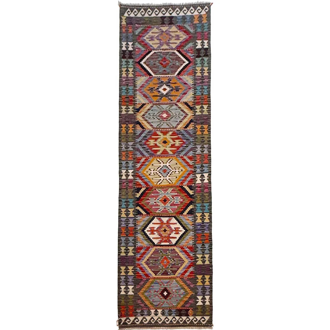 Afghan Kilim Rug 2' 9" x 9' 11" Flat-Weave | No. AL52204