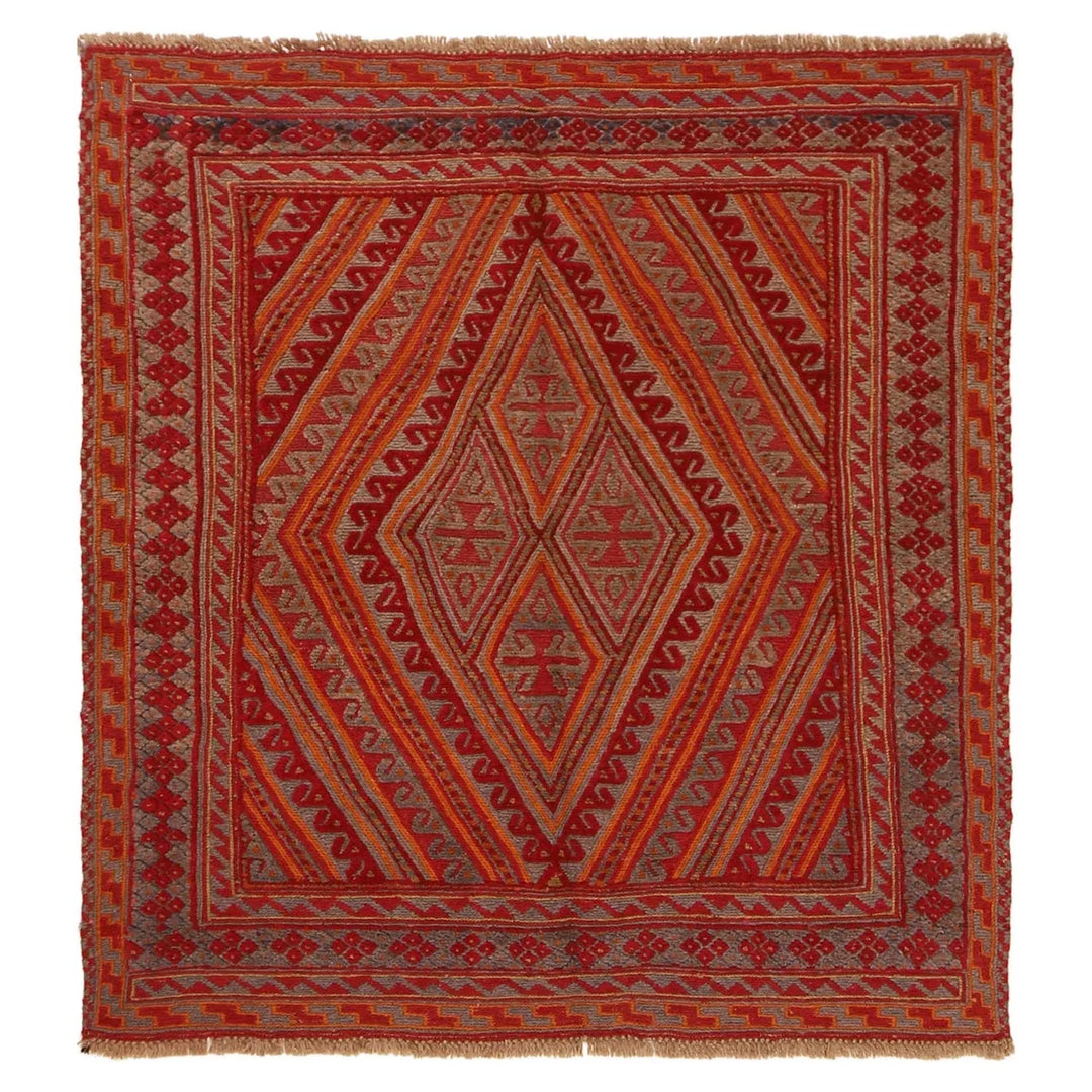 Afghan Mashwani Rug 4' 1" x 4' 3" Hand-Knotted | No. AL52220