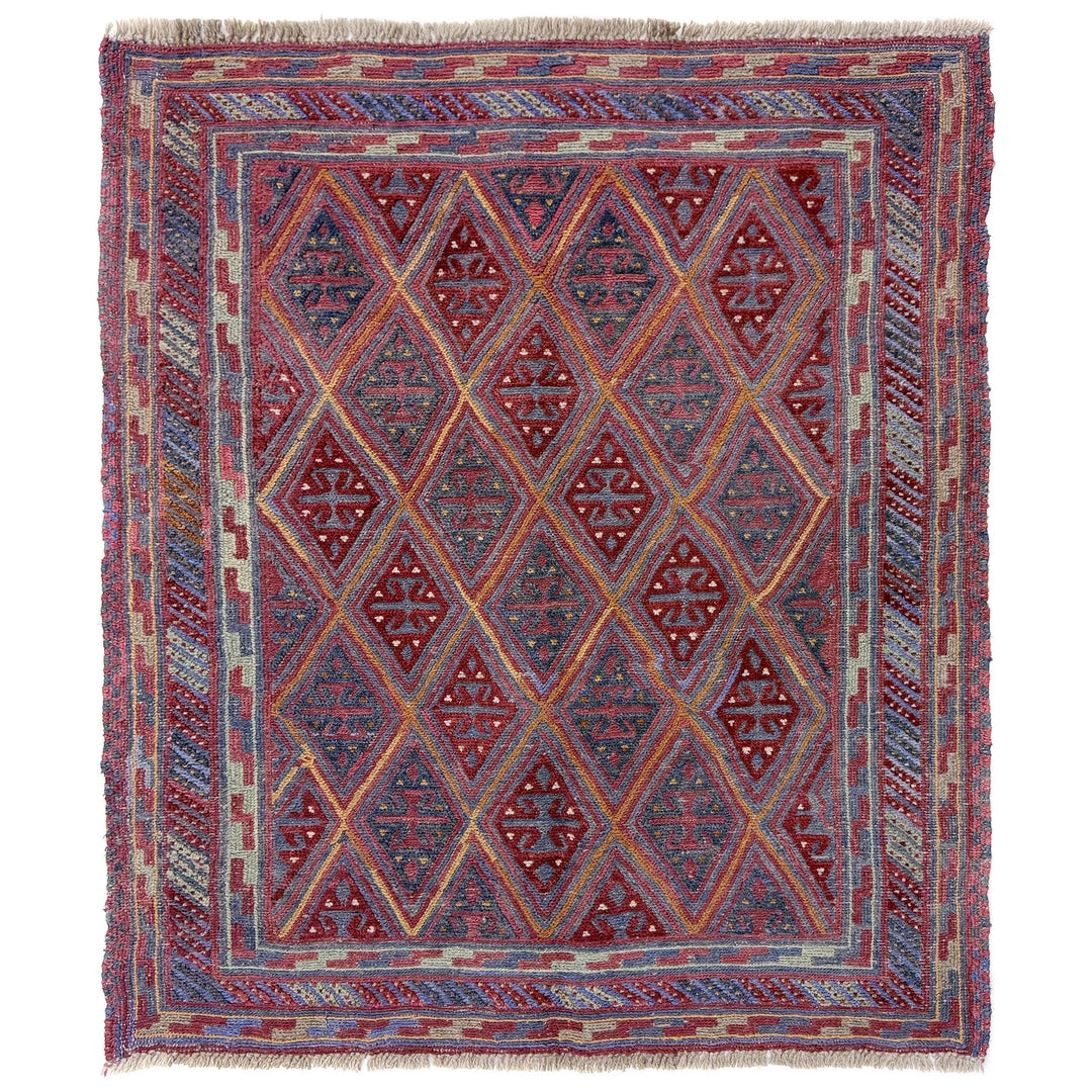 Multicolor Afghan Mashwani Rug 3' 8" x 4' 2" Hand-Knotted | No. AL52241