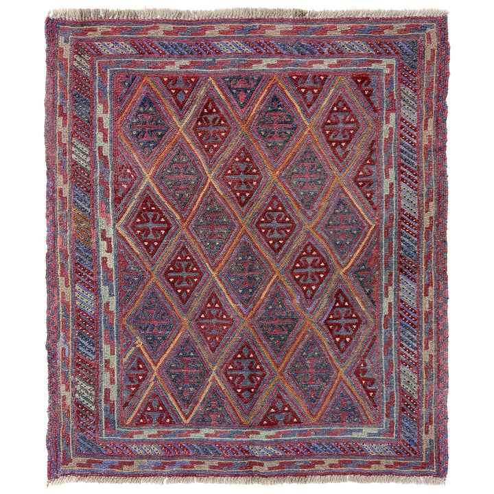 Multicolor Afghan Mashwani Rug 3' 8" x 4' 2" Hand-Knotted | No. AL52241