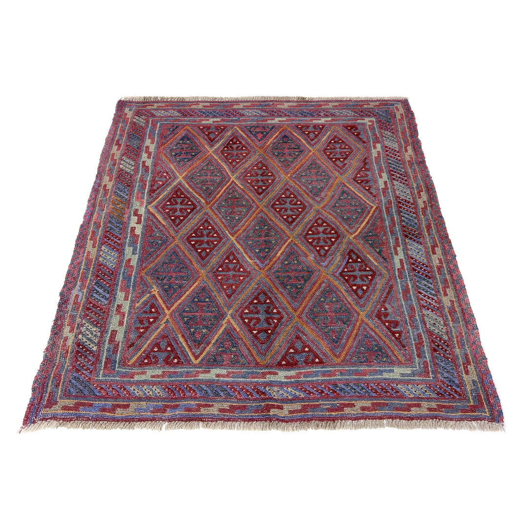Multicolor Afghan Mashwani Rug 3' 8" x 4' 2" Hand-Knotted | No. AL52241