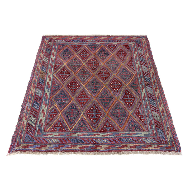 Multicolor Afghan Mashwani Rug 3' 8" x 4' 2" Hand-Knotted | No. AL52241