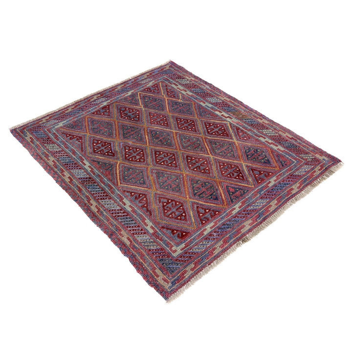 Multicolor Afghan Mashwani Rug 3' 8" x 4' 2" Hand-Knotted | No. AL52241