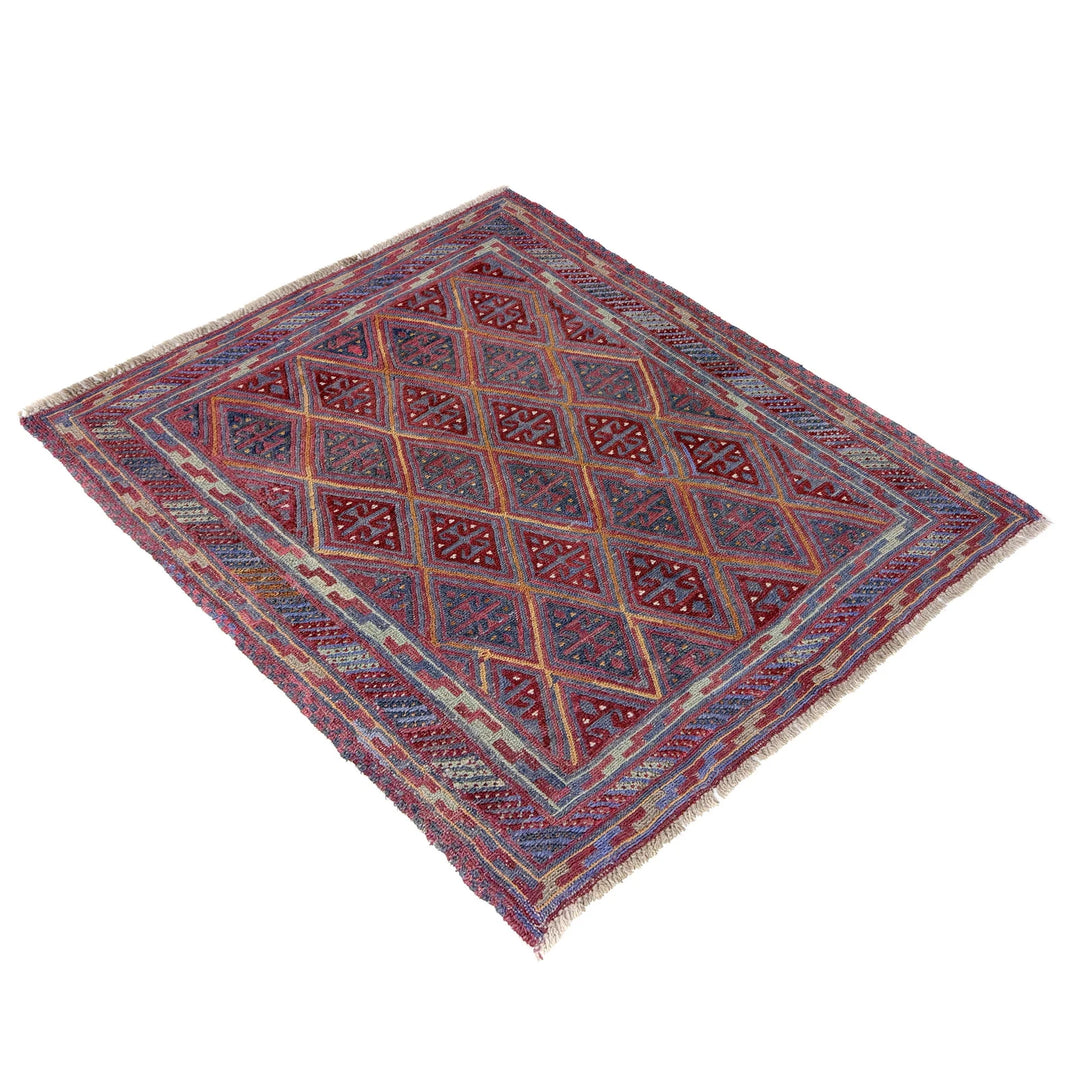Multicolor Afghan Mashwani Rug 3' 8" x 4' 2" Hand-Knotted | No. AL52241