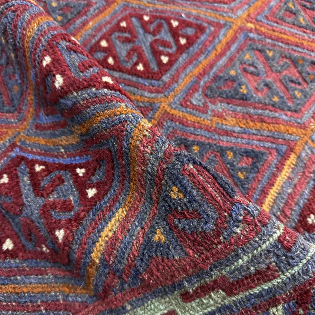 Multicolor Afghan Mashwani Rug 3'8" x 4'2" Hand-Knotted | No. AL52241