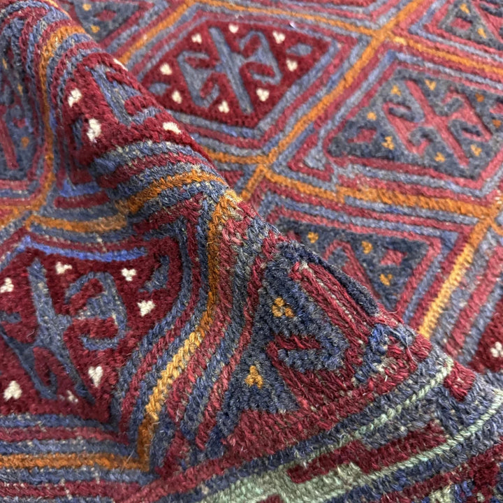 Multicolor Afghan Mashwani Rug 3'8" x 4'2" Hand-Knotted | No. AL52241