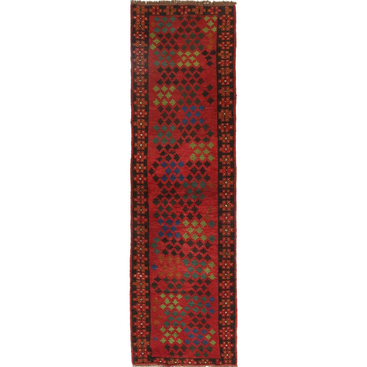 Red Afghan Baluchi Rug 2' 8" x 9' 8" Hand-Knotted | No. AL52294