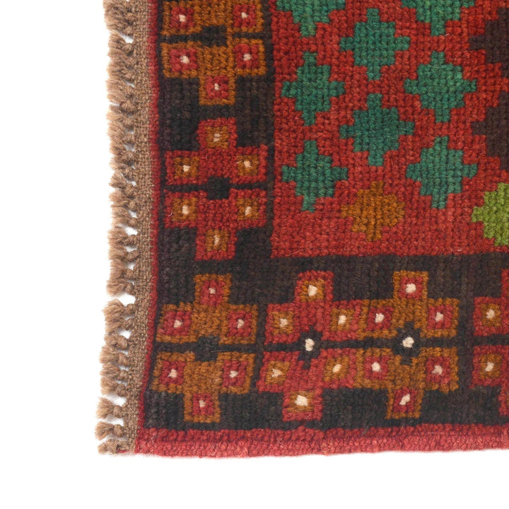 Red Afghan Baluchi Rug 2' 8" x 9' 8" Hand-Knotted | No. AL52294
