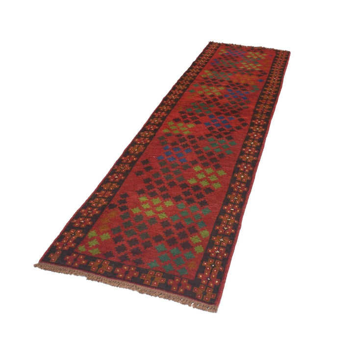 Red Afghan Baluchi Rug 2' 8" x 9' 8" Hand-Knotted | No. AL52294