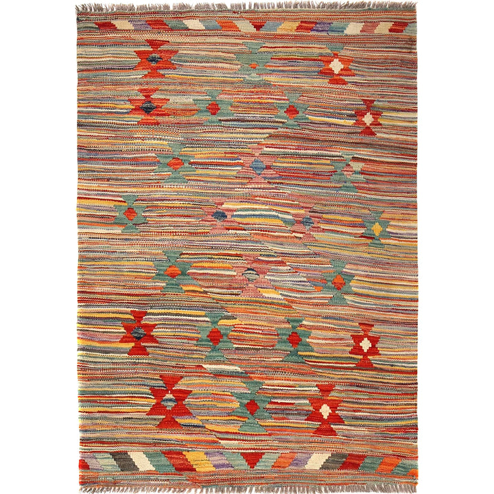 Afghan Kilim Rug 3' 3" x 4' 9" Flat-Weave | No. AL52307