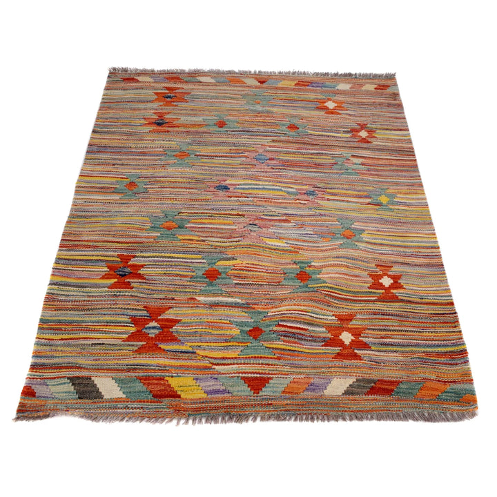 Afghan Kilim Rug 3' 3" x 4' 9" Flat-Weave | No. AL52307