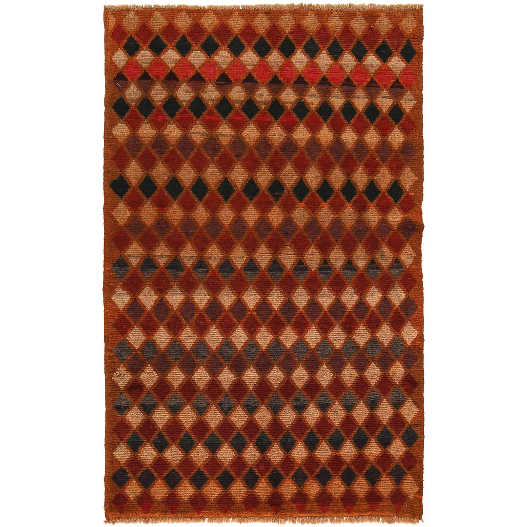 Orange Afghan Baluchi Rug 3' 9" x 6' 3" Hand-Knotted | No. AL52314