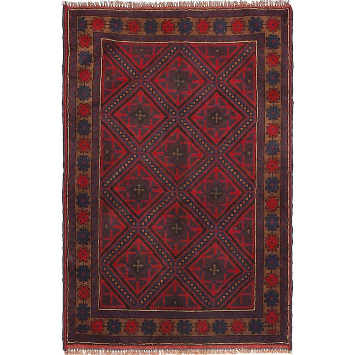 Afghan Baluchi Rug 2' 11" x 4' 5" Hand-Knotted | No. AL52351