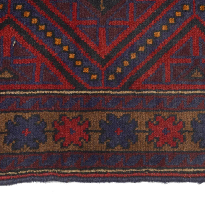 Afghan Baluchi Rug 2' 11" x 4' 5" Hand-Knotted | No. AL52351