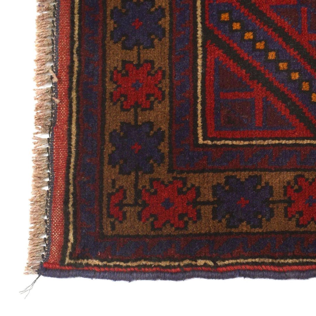Afghan Baluchi Rug 2' 11" x 4' 5" Hand-Knotted | No. AL52351