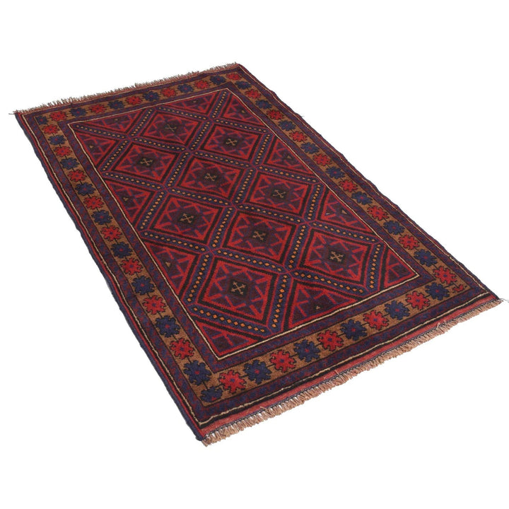 Afghan Baluchi Rug 2' 11" x 4' 5" Hand-Knotted | No. AL52351