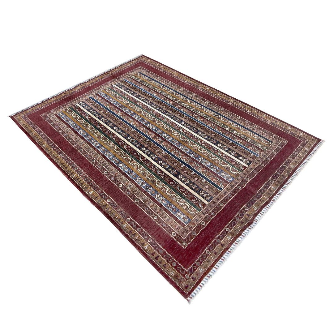 Red Afghan Sultani Rug 5' 9" x 7' 9" Hand-Knotted | No. AL52361