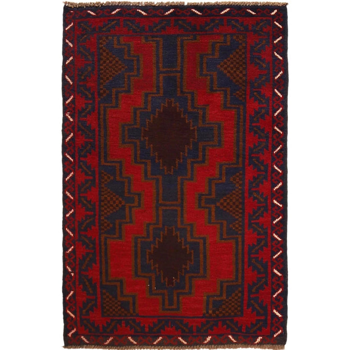 Afghan Baluchi Rug 2' 8" x 4' 2" Hand-Knotted | No. AL52367