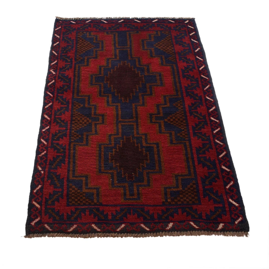 Afghan Baluchi Rug 2' 8" x 4' 2" Hand-Knotted | No. AL52367