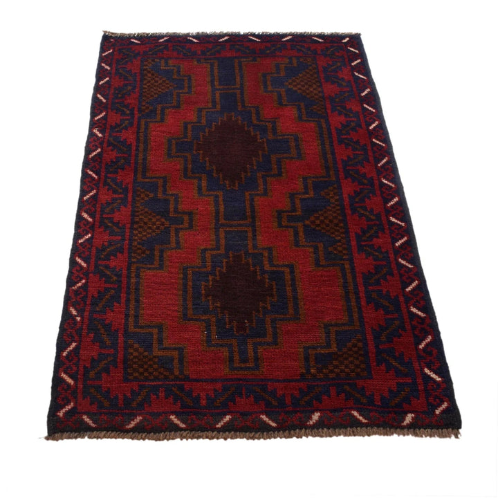 Afghan Baluchi Rug 2' 8" x 4' 2" Hand-Knotted | No. AL52367