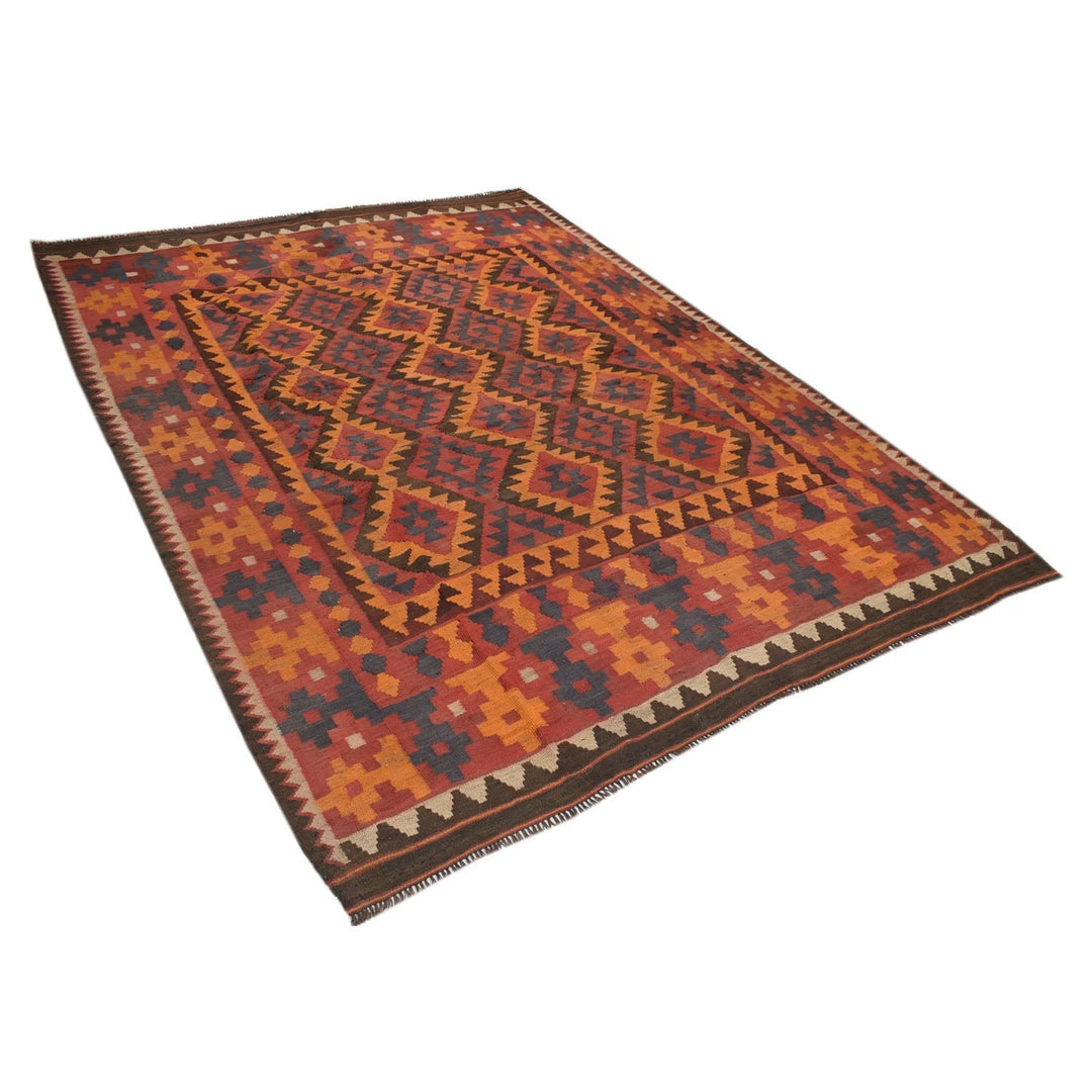 Red Afghan Kilim Rug 6' 5" x 8' 2" Flat-Weave | No. AL52379