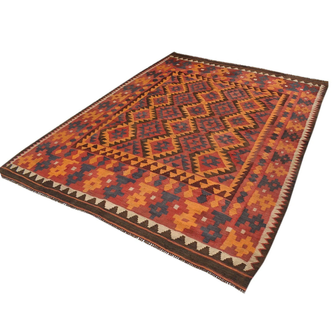 Red Afghan Kilim Rug 6' 5" x 8' 2" Flat-Weave | No. AL52379