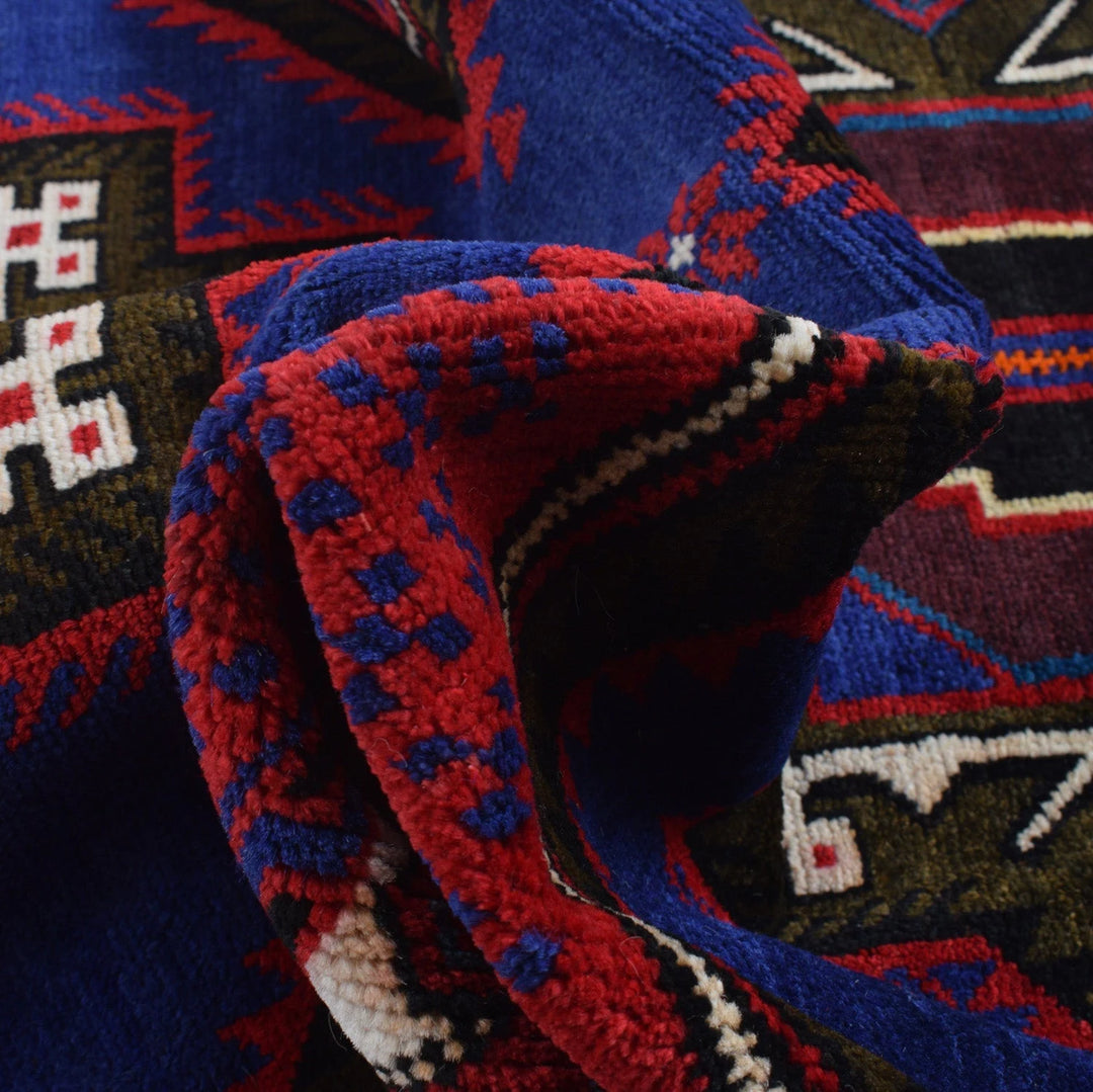 Multicolor Afghan Baluchi Rug 3'9" x 6'1" Hand-Knotted | No. AL524327