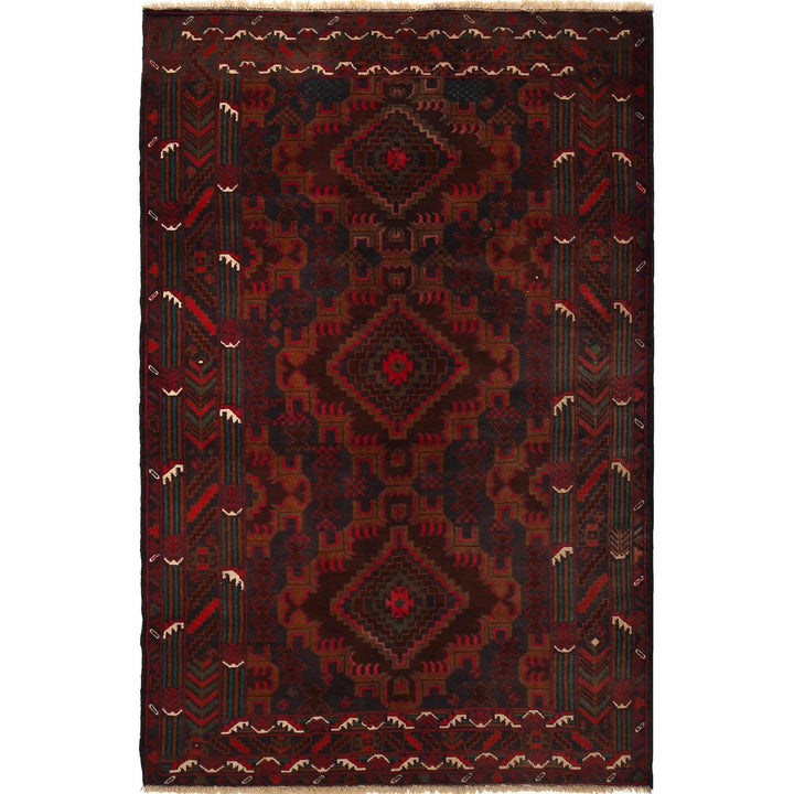 Afghan Baluchi Rug 4' 0" x 6' 4" Hand-Knotted | No. AL52433