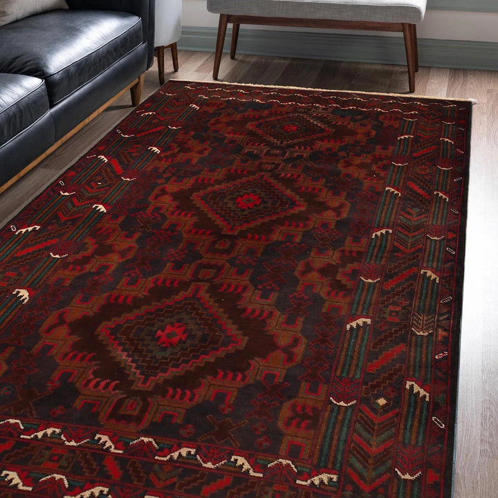 Afghan Baluchi Rug 4' 0" x 6' 4" Hand-Knotted | No. AL52433