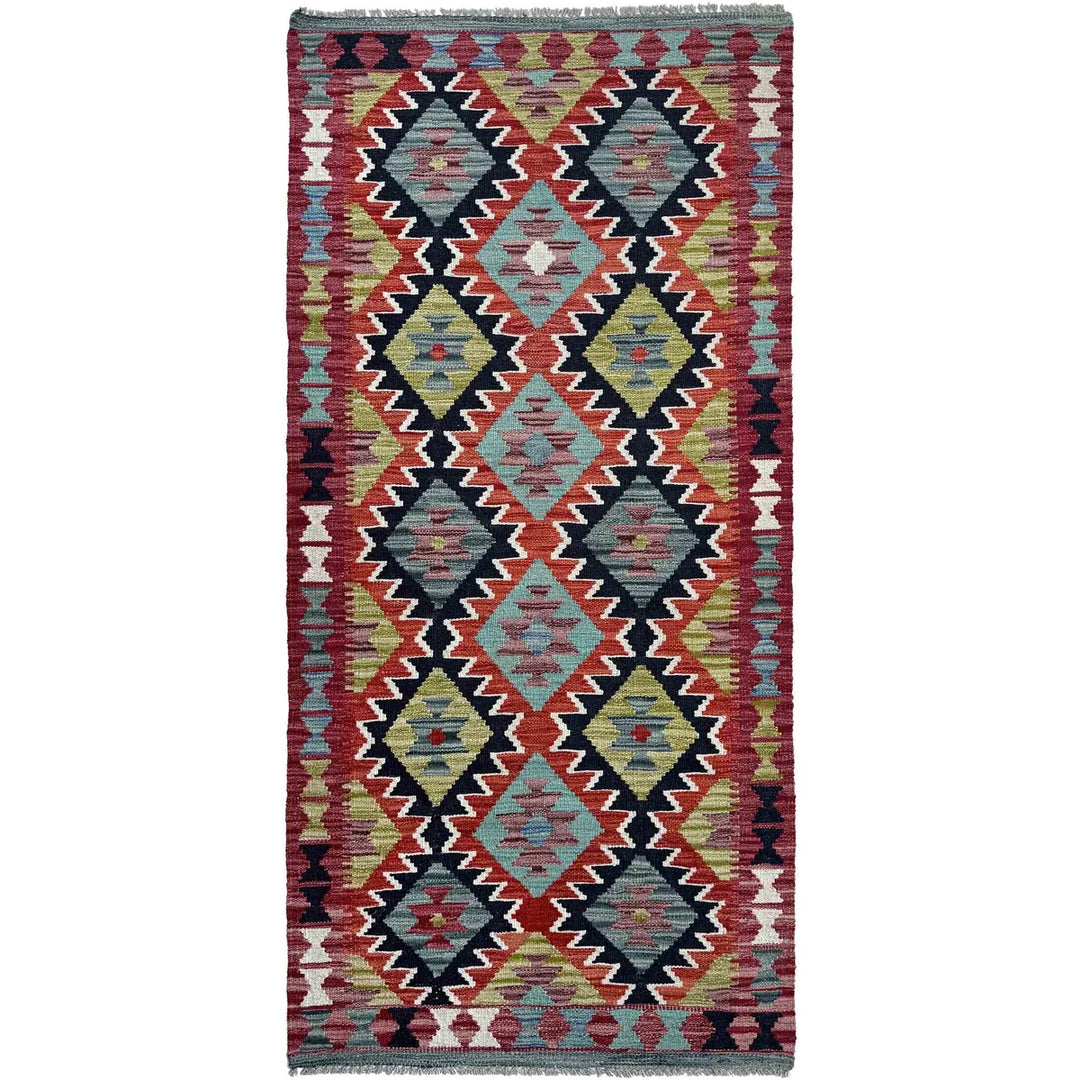 Afghan Vegetable Kilim Rug 2' 9" x 6' 7" Flat-Weave | No. AL52482