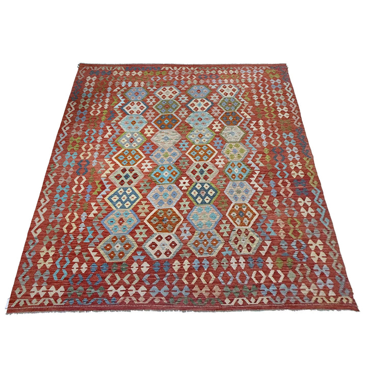 Afghan Vegetable Kilim Rug 8' 0" x 10' 0" Flat-Weave | No. AL525116
