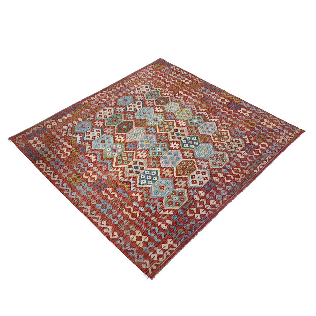 Afghan Vegetable Kilim Rug 8' 0" x 10' 0" Flat-Weave | No. AL525116