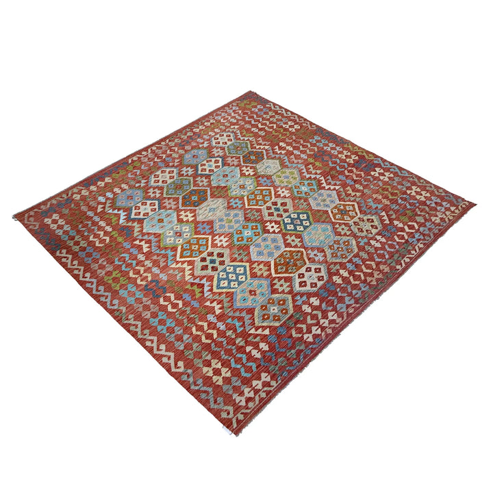 Afghan Vegetable Kilim Rug 8' 0" x 10' 0" Flat-Weave | No. AL525116